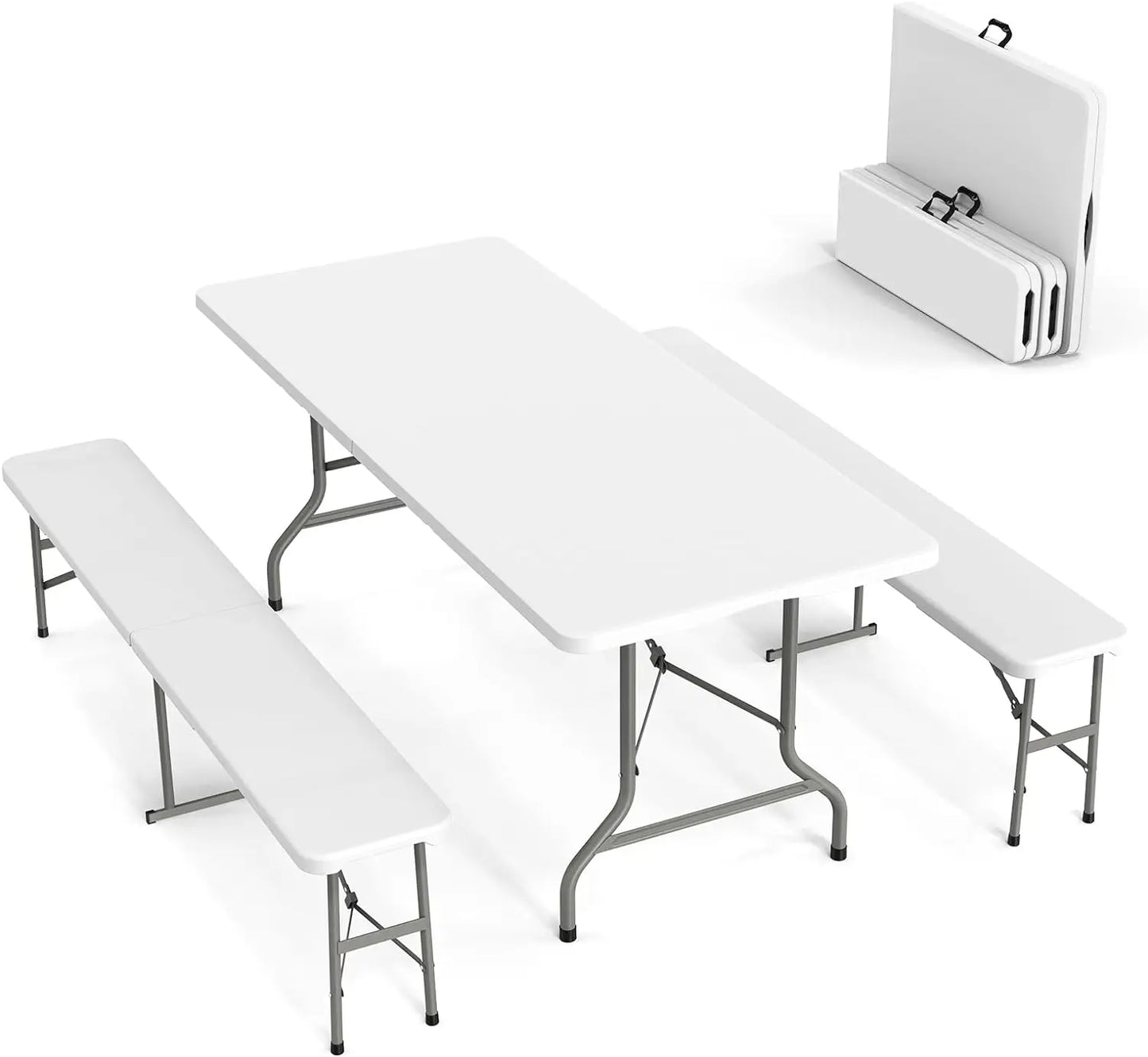 Picnic Table Set with 2 Benches,